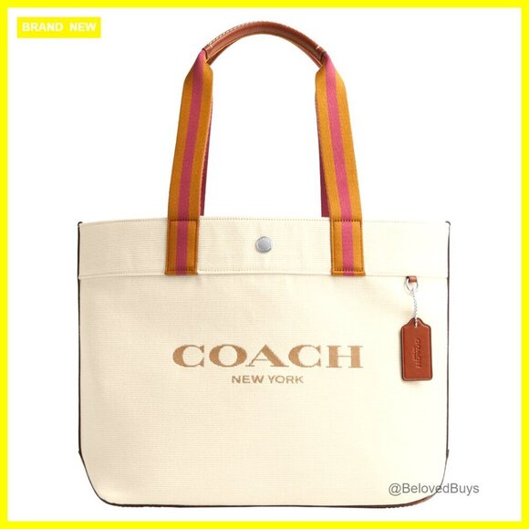 Handbags - Canvas Leather Tote with Laptop Pocket, Spacious Carryall Bag